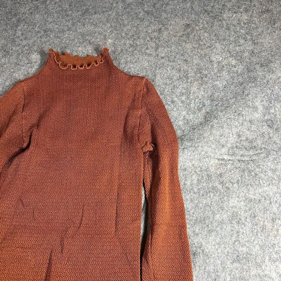 Free People Intimately Bodysuit Women’s M/L Lettuce Trim Burnt Orange Mock - Picture 2 of 7